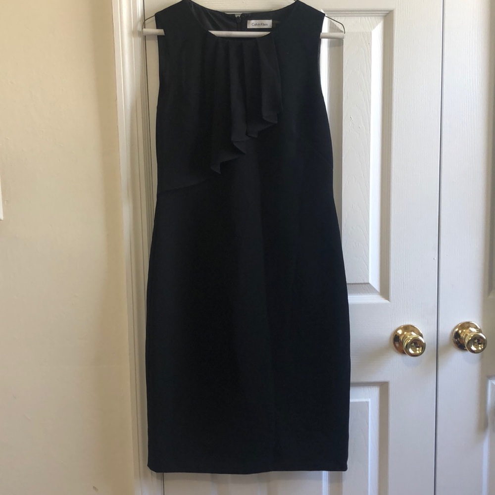 Calvin Klein black dress with Ruffles. Size 4
